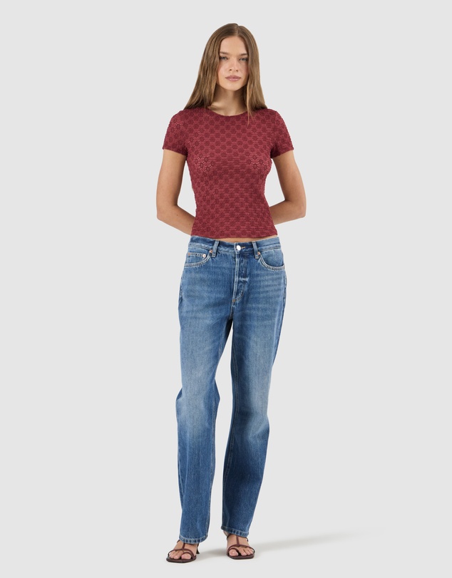 Rolla's - Daisy Lace Tee - Dark Cherry