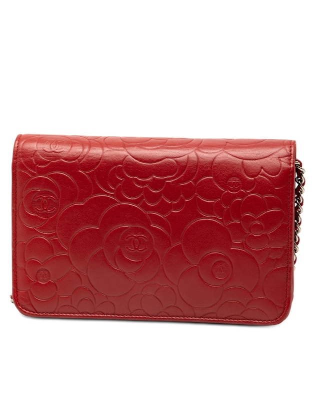 Pre-Loved by Azura Reborn - Pre-Loved CC Embossed Lambskin Camellia Wallet On Chain