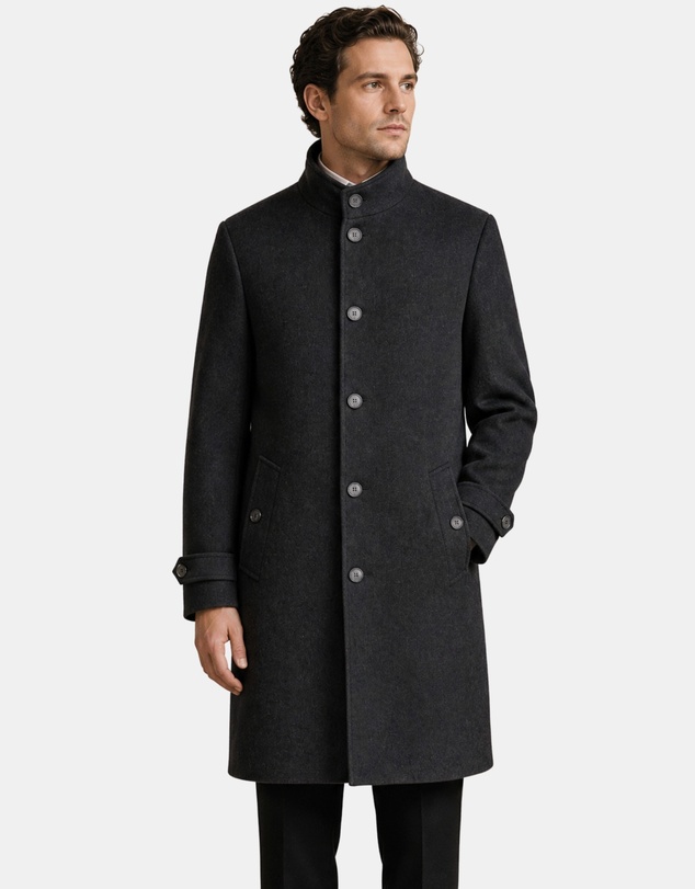 Henry Bucks - HENRY SARTORIAL Wool Overcoat CHARCOAL