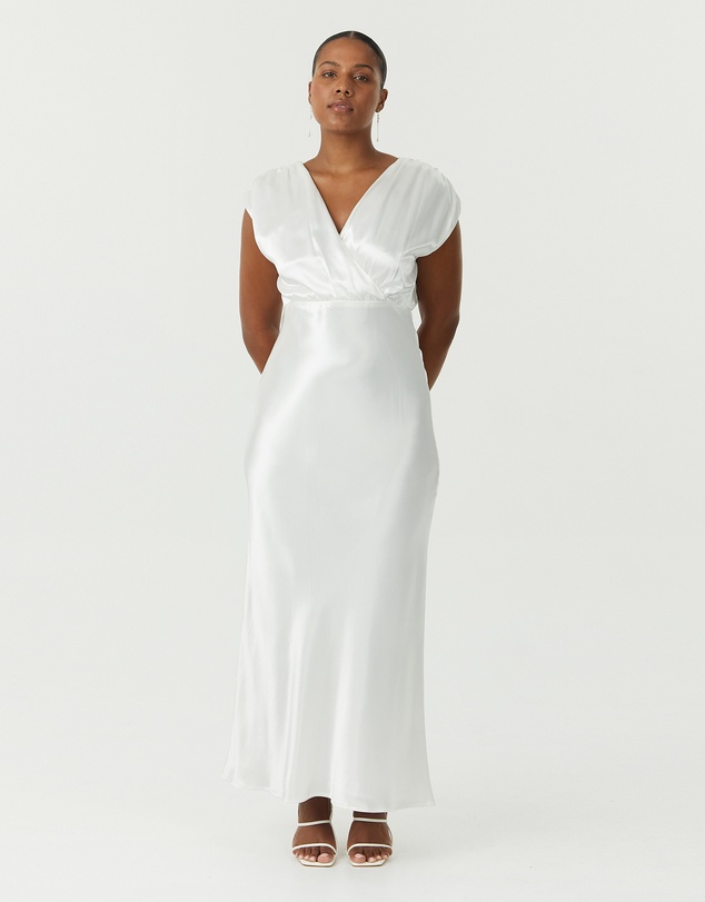 Third Form - Satin Cross Over Gather Dress