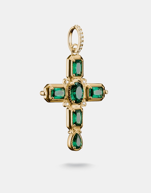 THOMAS SABO - THOMAS SABO Cross Pendant with Green Zirconia Stones