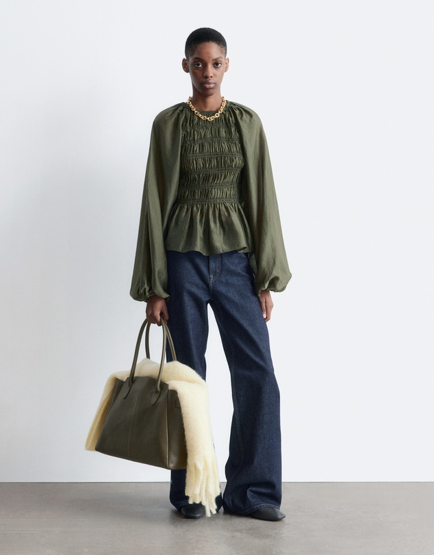 & Other Stories - Balloon-Sleeve Smocked Blouse
