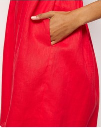 AERE - Amba Shirred Linen Mini Dress