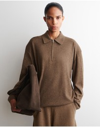COS - Merino Wool-Yak Zip-Up Polo Shirt