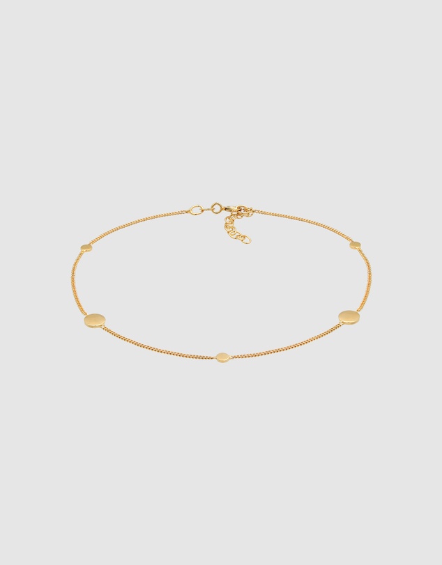 Elli Jewelry - Anklet Coin Trend Timeless Adjustable in 925 Sterling Silver Gold Plated