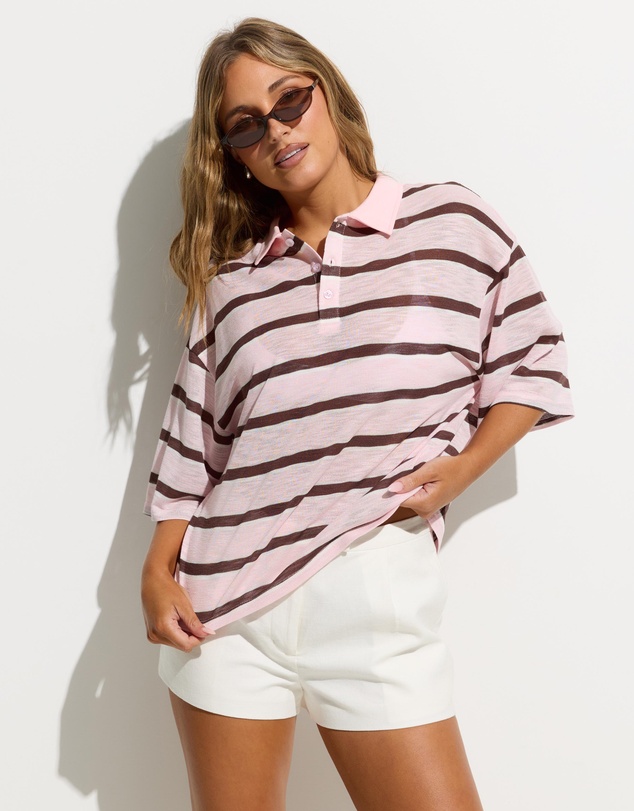 Dazie - Redefined Semi Sheer Striped Polo