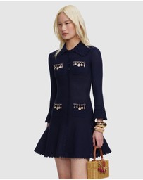 Self Portrait - Shell Embellished Knit Mini Dress