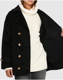 Belle & Bloom - Right and Forward Double Breasted Wool Blend Pea Coat