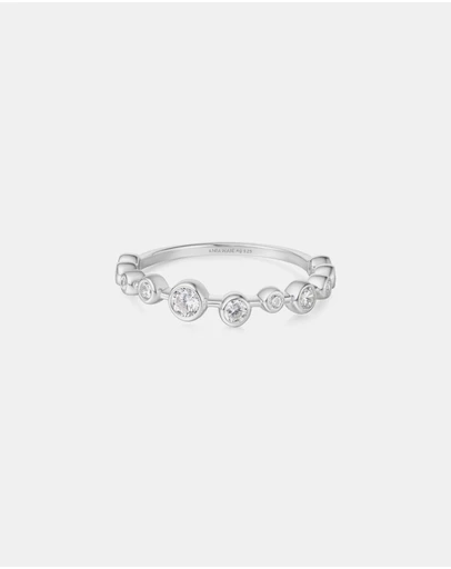 Ania Haie - Ania Haie Silver Bezel Cubic Zirconia Zig-Zag Ring