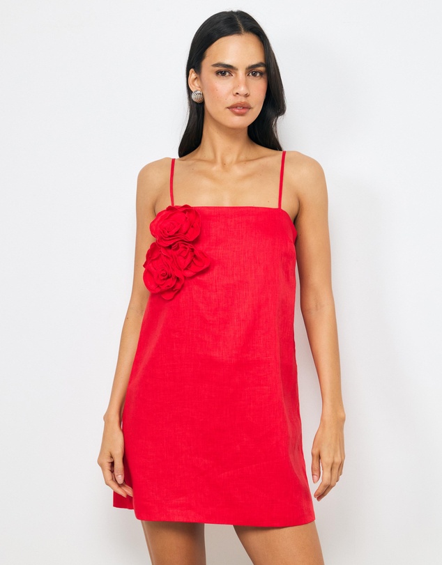 AERE - Mika Placement Flower Mini Dress
