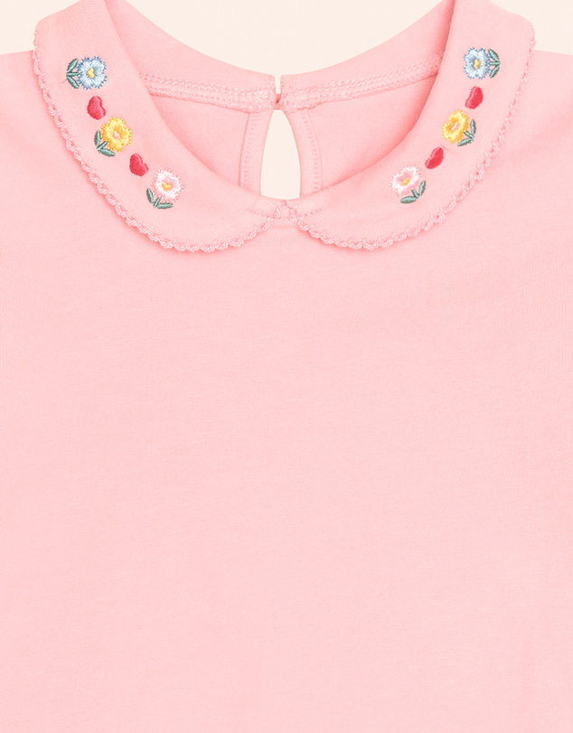 Huxbaby - Floral Collar Puff Sleeve Tee - Babies-Kids