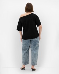 City Chic - Plus size Asymmetrical Cotton Tee - black