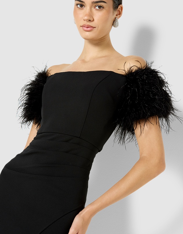 Montique - Enora Feather Trim Cocktail Dress