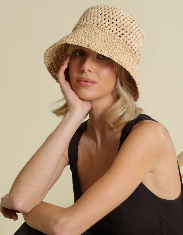 Morgan & Taylor - Coralia Crochet Bucket Hat in Natural