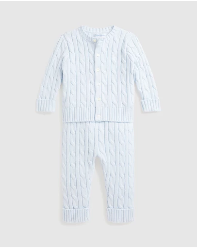 Polo Ralph Lauren - Cable-Knit Cotton Cardigan & Pant Set - Babies