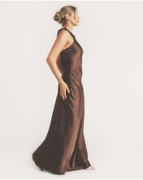 Six Stories - Racer Neck Satin Bridesmaid Dress