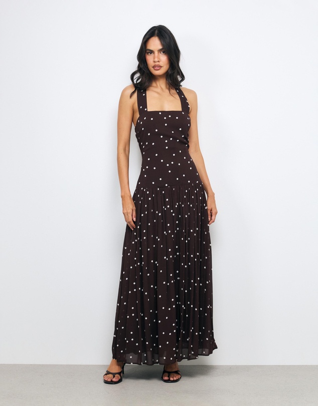 AERE - Eris Polka Dot Cross Back Maxi Dress