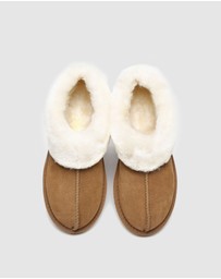 EVERAU - Australian Shepherd Ugg Homey Slipper Cow Leather Upper House Shoes