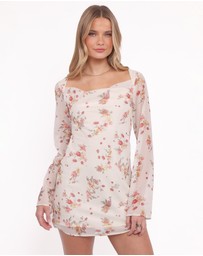Petal & Pup - Everlyn Long Sleeve Mini Dress - Cream Floral