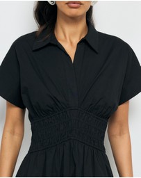 AERE - Carmine Shirred Waist Shirt Dress