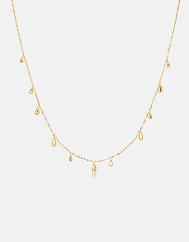 Ania Haie - Gold Polished Teardrop Dangle Station Necklace