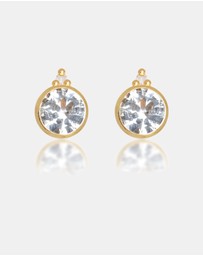 Georgini - Natural Aquamarine And Two Natural Diamond March Gold Earrings