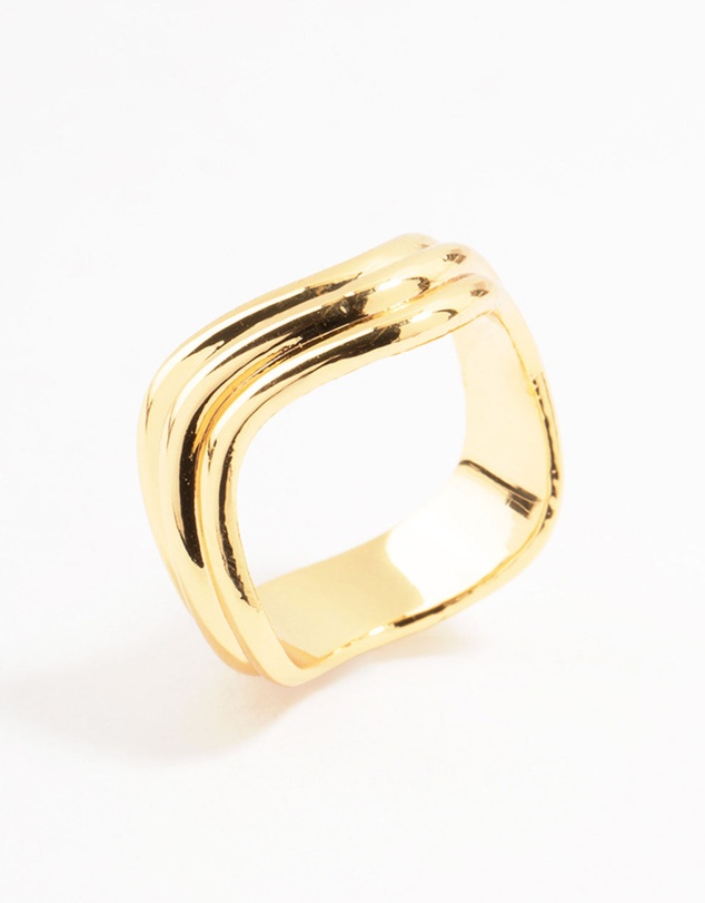 Lovisa - Waterproof Gold Plated Stainless Steel Wave Cocktail Ring