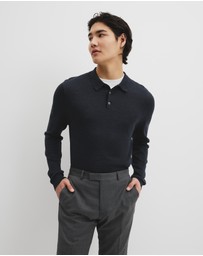 Country Road - Australian Merino Long Sleeve Am Button Polo Knit