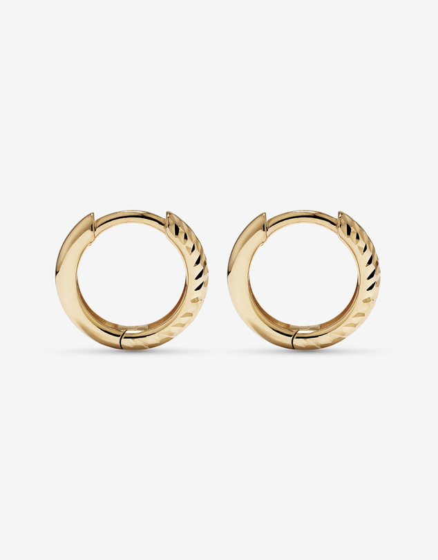 Michael Hill - 9mm Diamond Cut Huggie Hoop Earrings in 10kt Yellow Gold