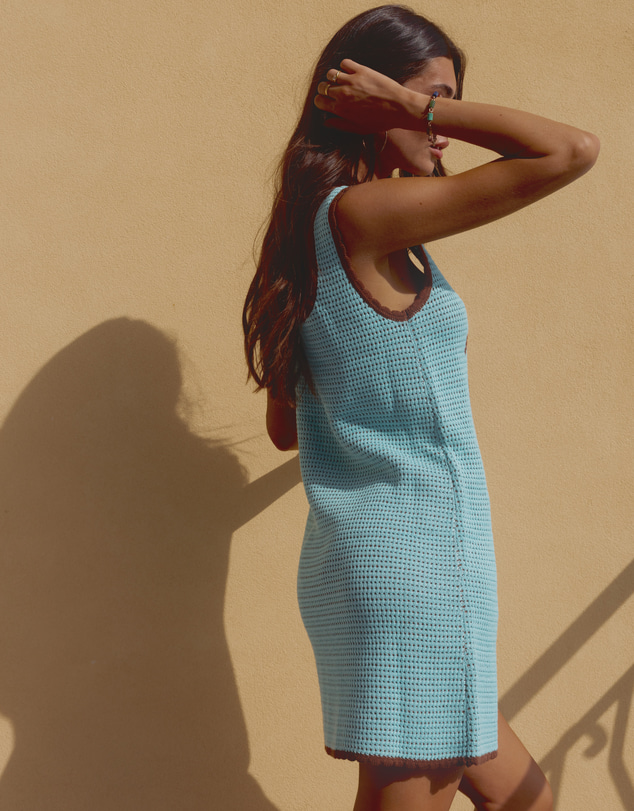 Poolside Paradiso - Palm Beach U Crochet Knit Dress - Blue Hawaii