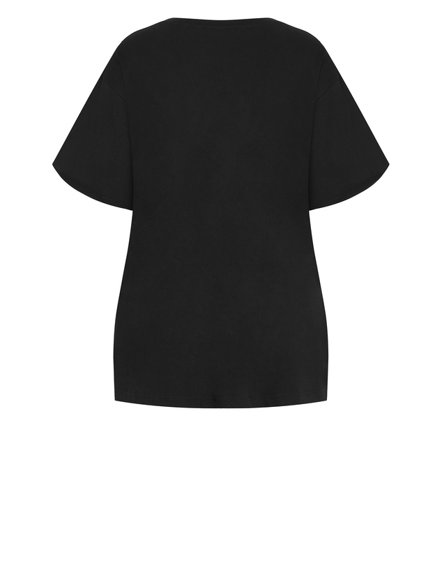 City Chic - Plus size Oversized Split Tee - black