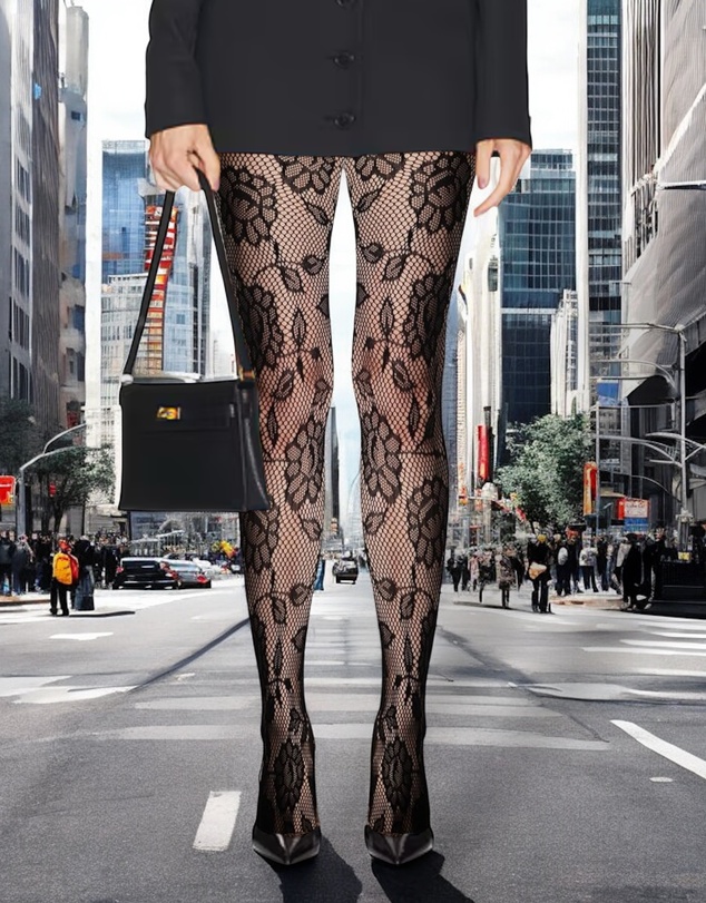 High Heel Jungle - Shadow Bloom Floral Fishnet Tights