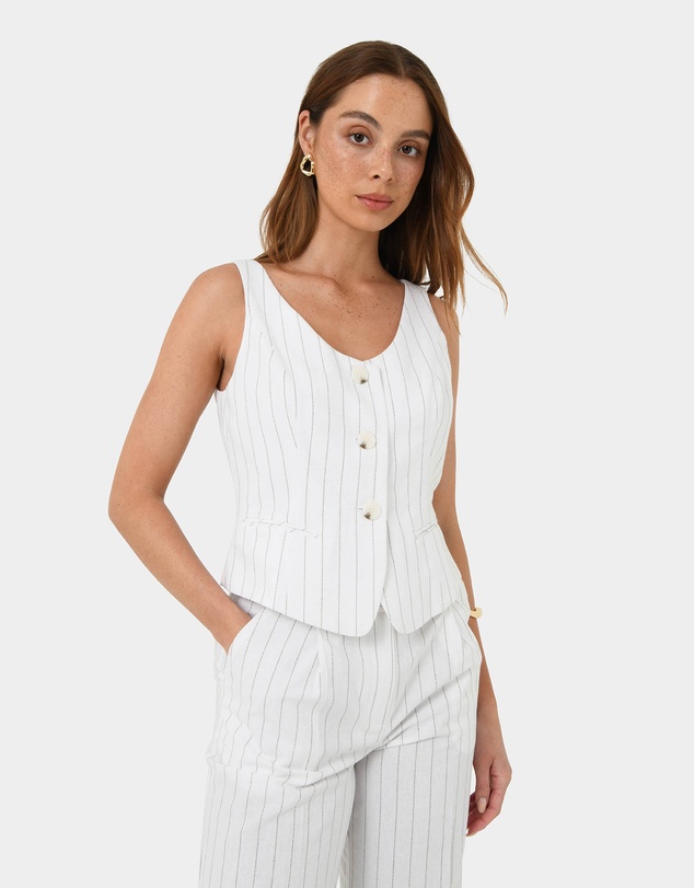 Forcast - Ria Stripe Cotton Blend Vest