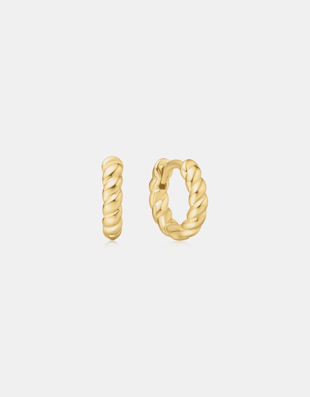 Ania Haie - Ania Haie Gold Texture Small Huggie Hoop Earrings