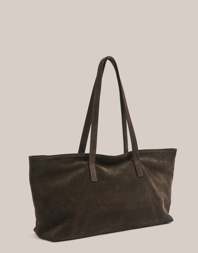 VESTIRSI - Mia Dark Chocolate Suede East West Slouchy Tote