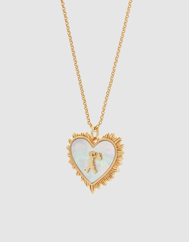 Karen Walker - Runaway Flaming Mother Of Pearl Heart Necklace 55cm