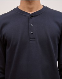Trenery - Cotton Henley in Navy