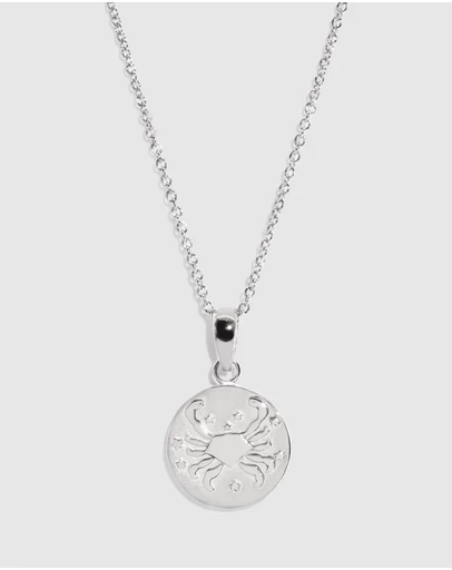 Molten Store - The Silver Cancer Zodiac Pendant Necklace