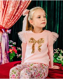 Fleur Harris - 'Days of Enchantment' Bow Tee in Peach