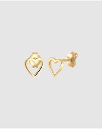 Elli Jewelry - Earrings Heart Basic Love Filigree in 925 Sterling Silver Gold Plated