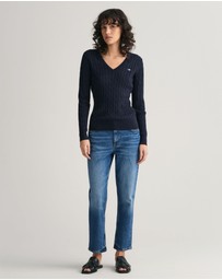 Gant - Stretch Cotton Cable V-Neck Knit