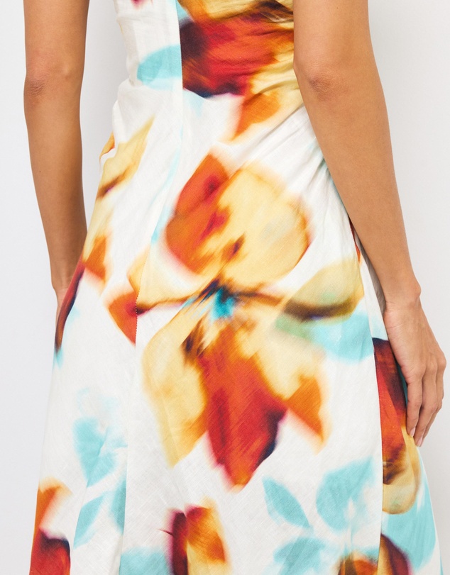 AERE - Emia Twist Front Linen Midi Dress