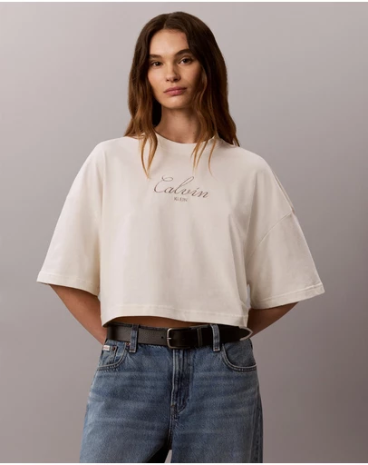Calvin Klein Jeans - Boxy Crop Script Logo Tee