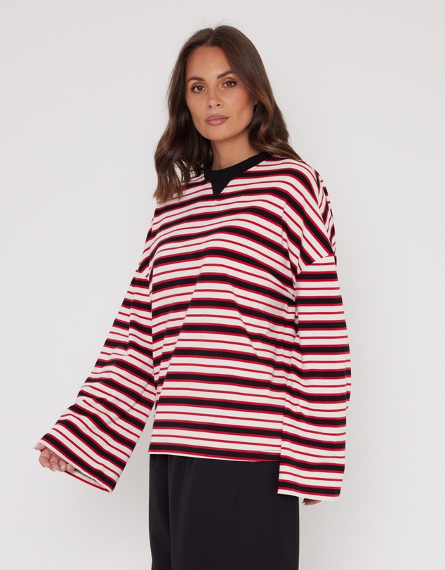 ALEXANDRA - Sable Long Sleeve Top Red Stripe