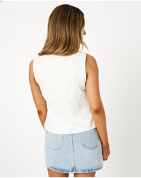 Dazie - Hellen Embroidery Tie Front Vest