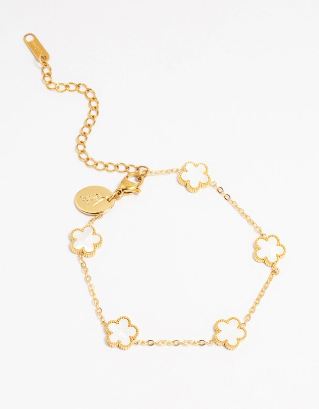 Lovisa - Waterproof Gold Plated Stainless Steel Flower Station Bracelet