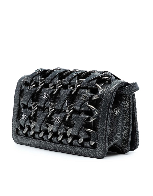 Pre-Loved by Azura Reborn - Pre-Loved CC Metallic Caviar Interlaced Chain Clutch on Strap