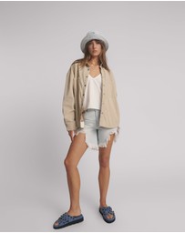 ONE TEASPOON - Studded Heart Faux Leather Daria Jacket - Stone