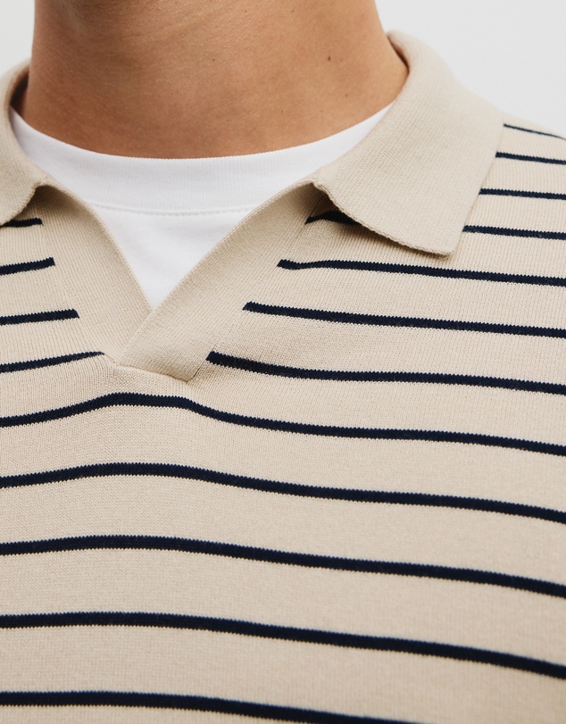 Country Road - Australian Cotton Silk Stripe Knit Polo