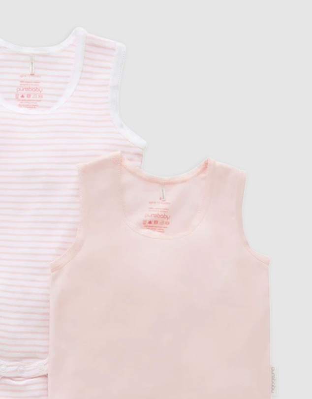 Purebaby - Rib Bodysuit 2 pack-Babies